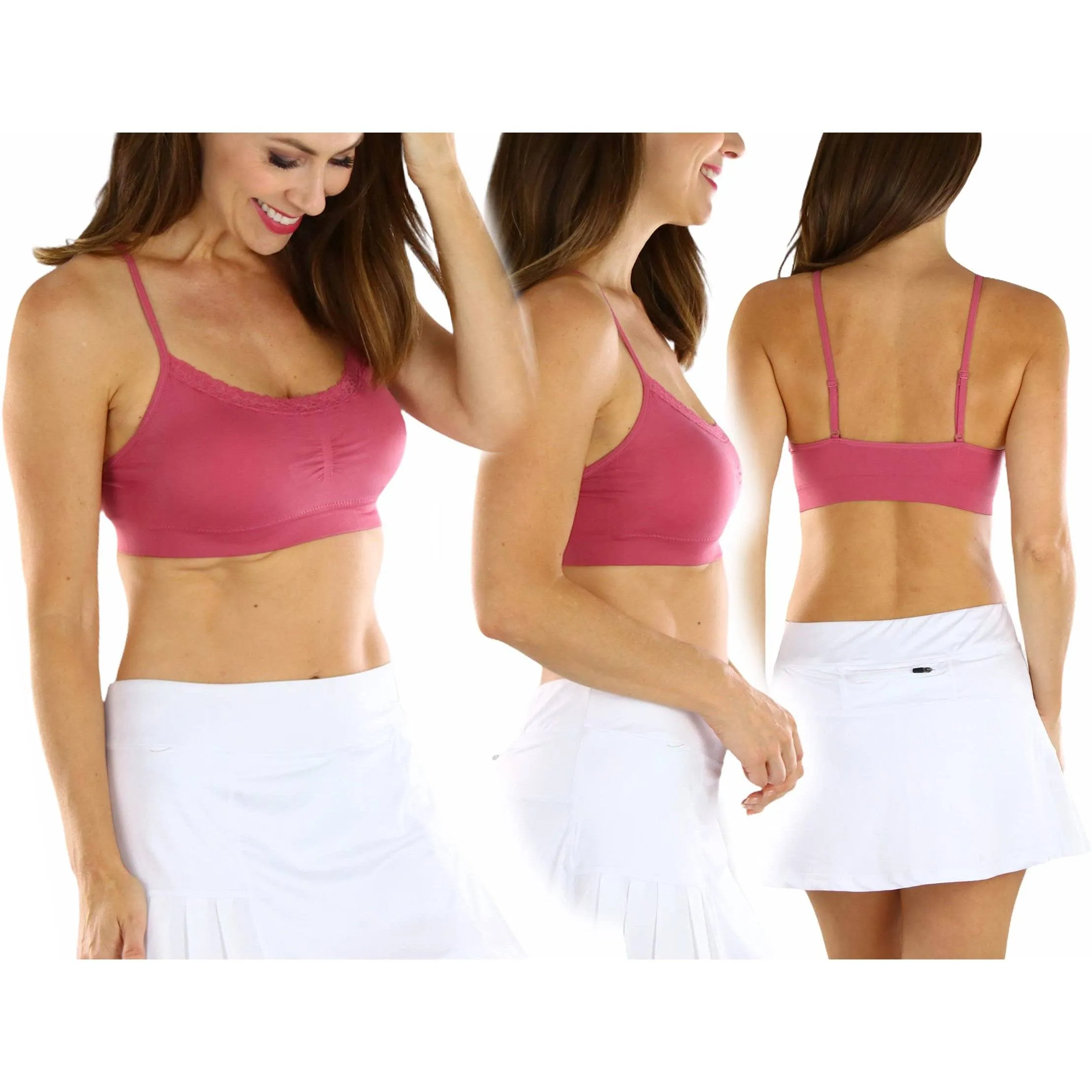 6-Pack: ToBeInStyle Women's Nylon Wire-Free Convertible Padded Bralettes