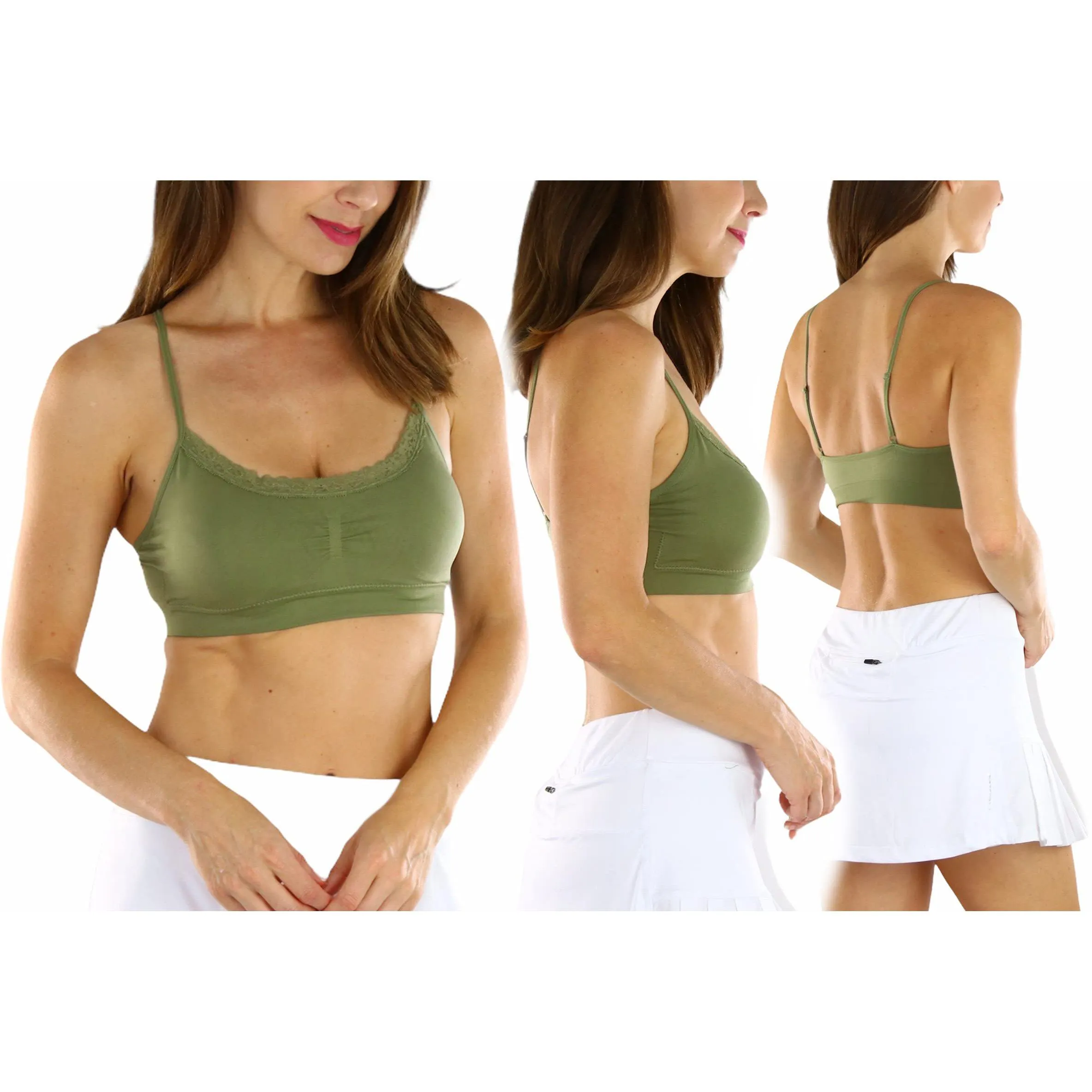 6-Pack: ToBeInStyle Women's Nylon Wire-Free Convertible Padded Bralettes