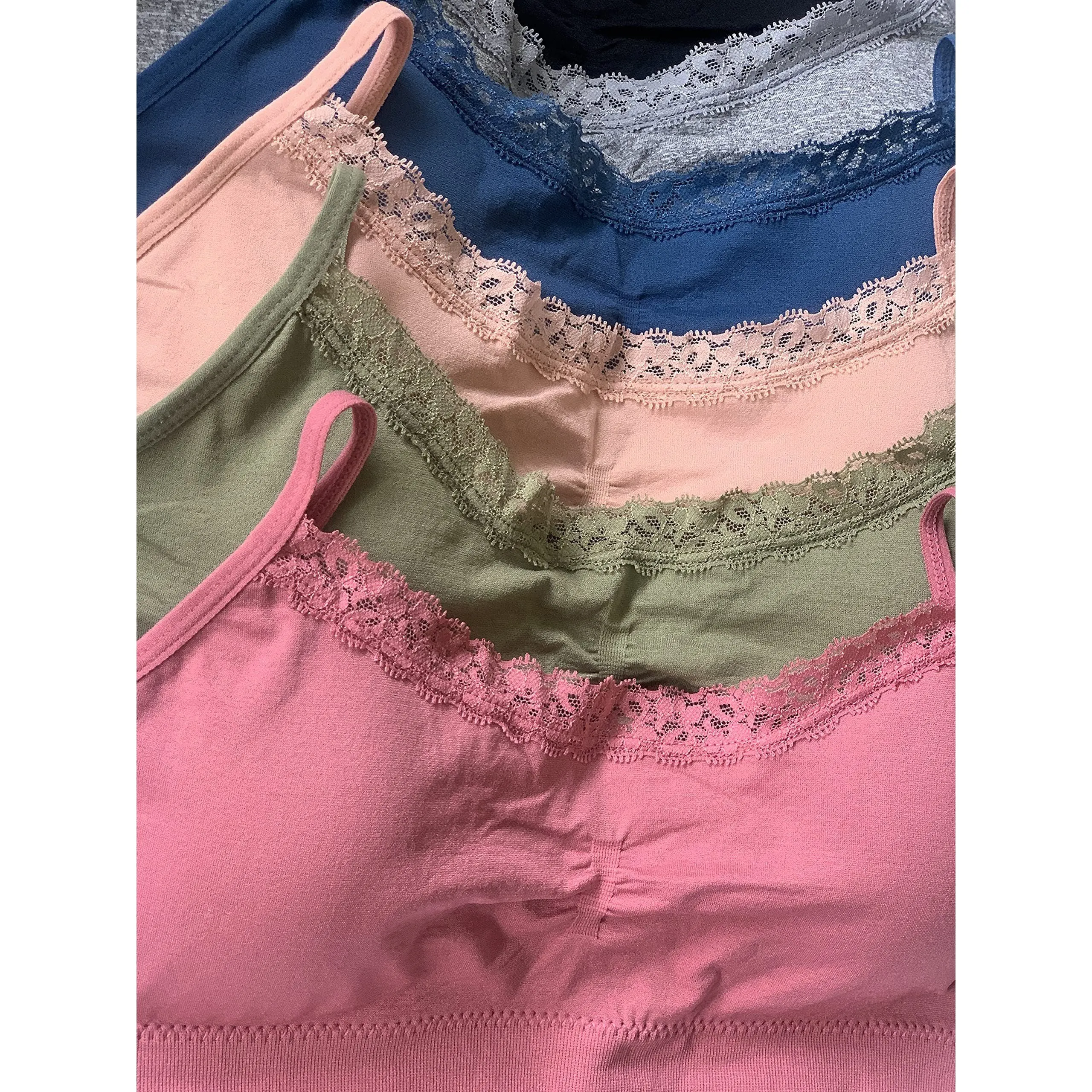 6-Pack: ToBeInStyle Women's Nylon Wire-Free Convertible Padded Bralettes
