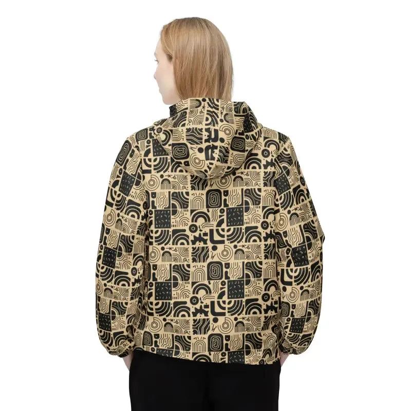 Abstract Lines Windbreaker Monochrome Chic