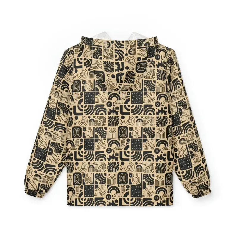 Abstract Lines Windbreaker Monochrome Chic