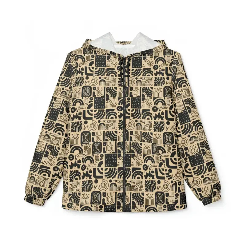 Abstract Lines Windbreaker Monochrome Chic