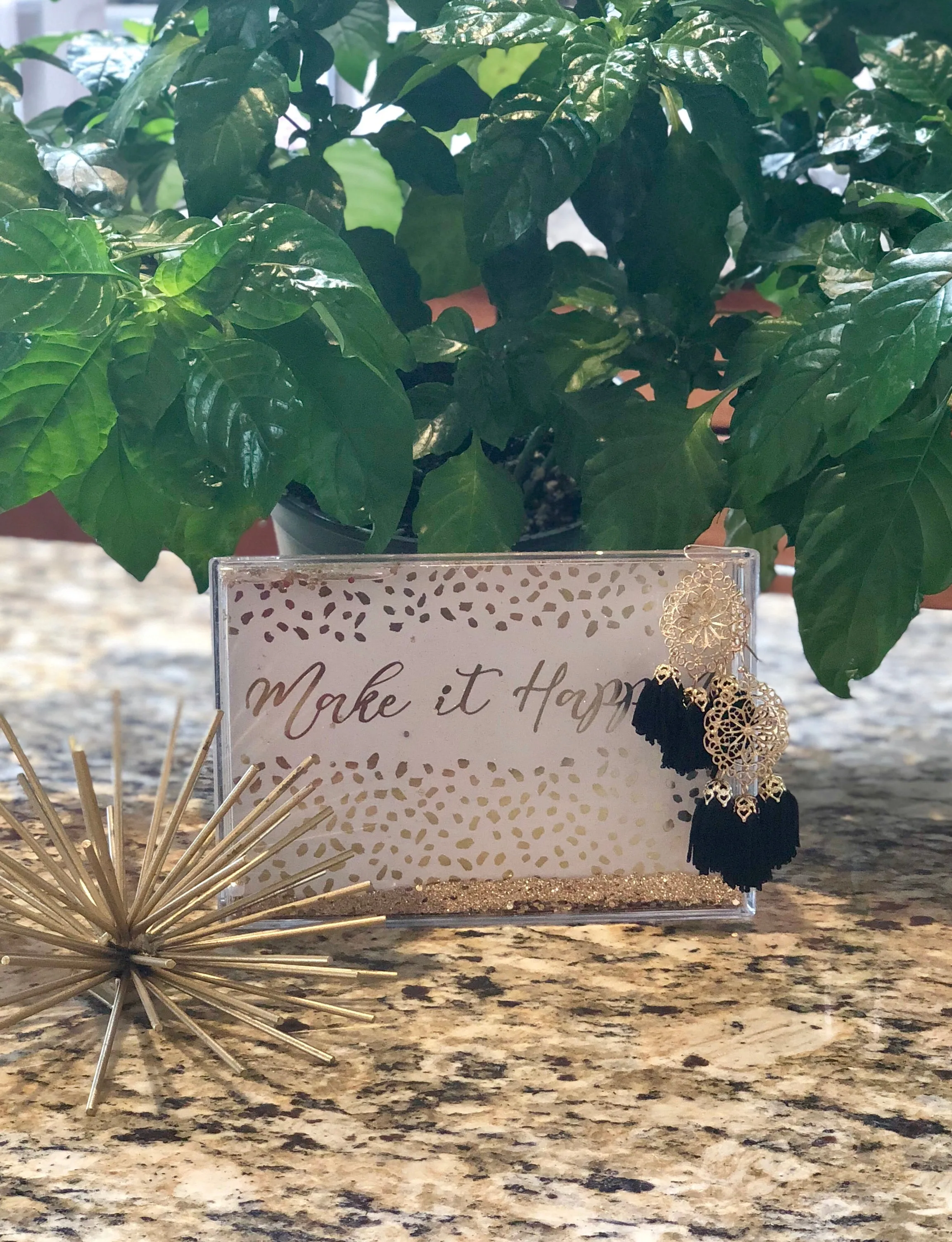 Adora Black Ornate Tassel Earrings