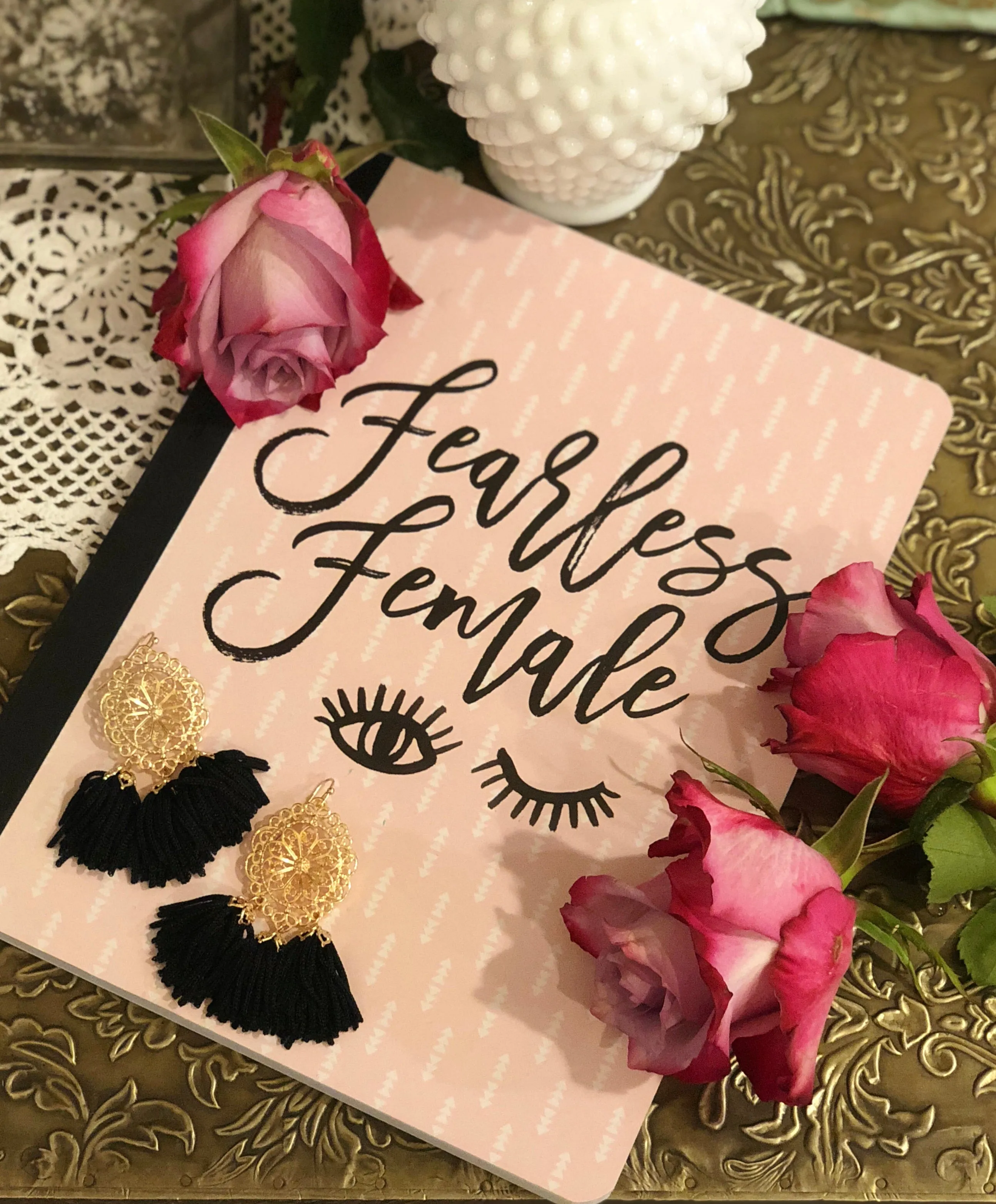 Adora Black Ornate Tassel Earrings