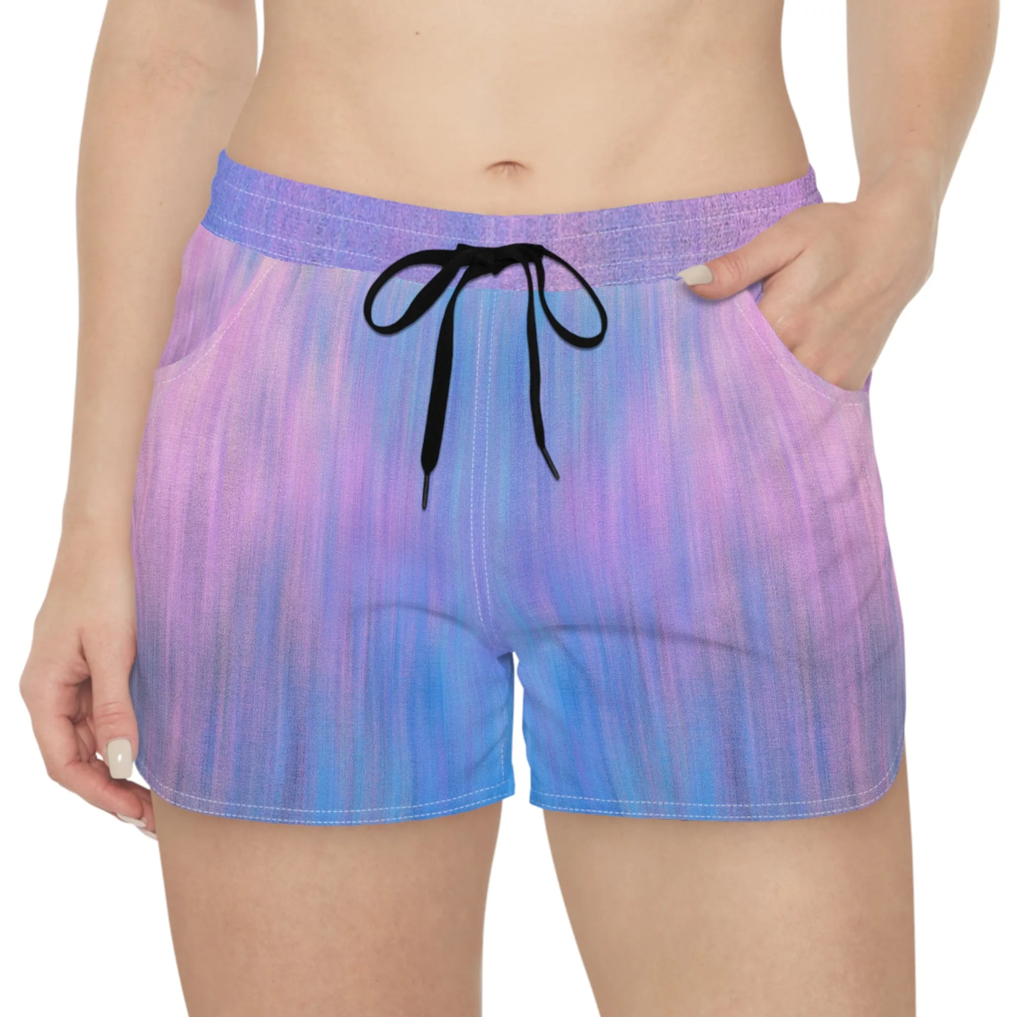 Blue & Purple Metalic - Inovax Women's Casual Shorts