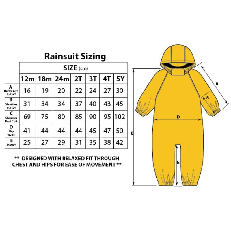 Calikids 2 Zipper Mid Season Shell Rain Suit- Yellow