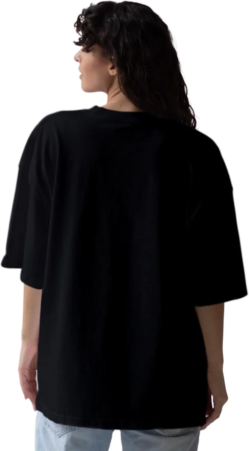 Cat Lover Anime Oversized T-Shirts for Women, 100% Cotton T-Shirts, Perfect for Casual Wear & Gifting | WB.6.44