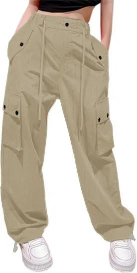 Cromoncent Girls & Womens Baggy Sweatpants Joggers Cargo Pants, 6 Years-Women 2XL