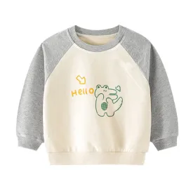 Cute Double Tone Casual Cartoon Pattern Sweatshirts