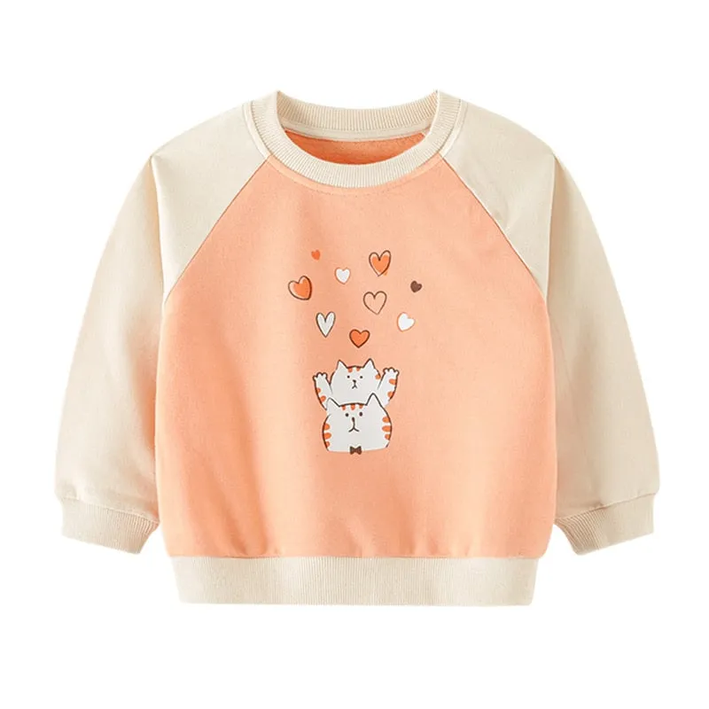 Cute Double Tone Casual Cartoon Pattern Sweatshirts