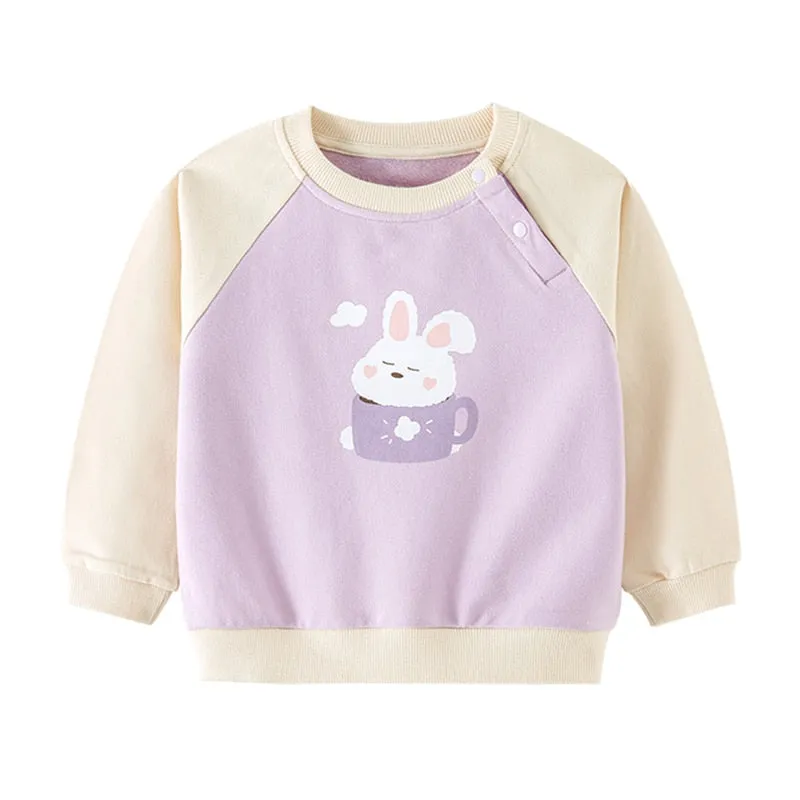 Cute Double Tone Casual Cartoon Pattern Sweatshirts