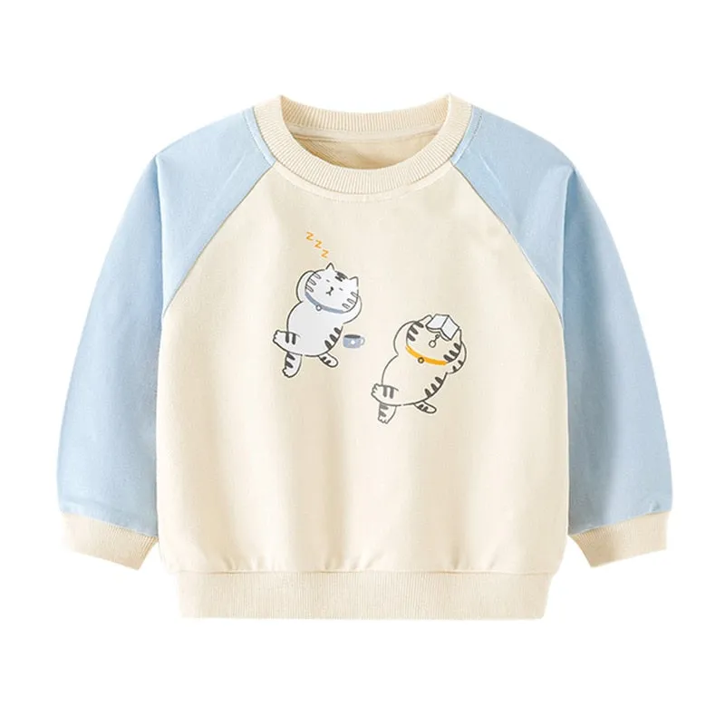 Cute Double Tone Casual Cartoon Pattern Sweatshirts