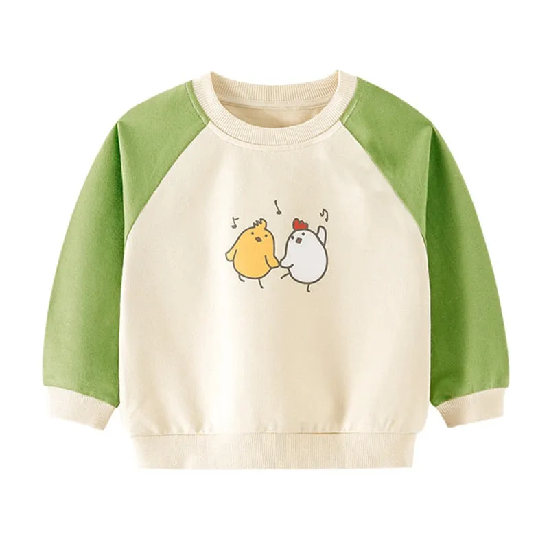 Cute Double Tone Casual Cartoon Pattern Sweatshirts