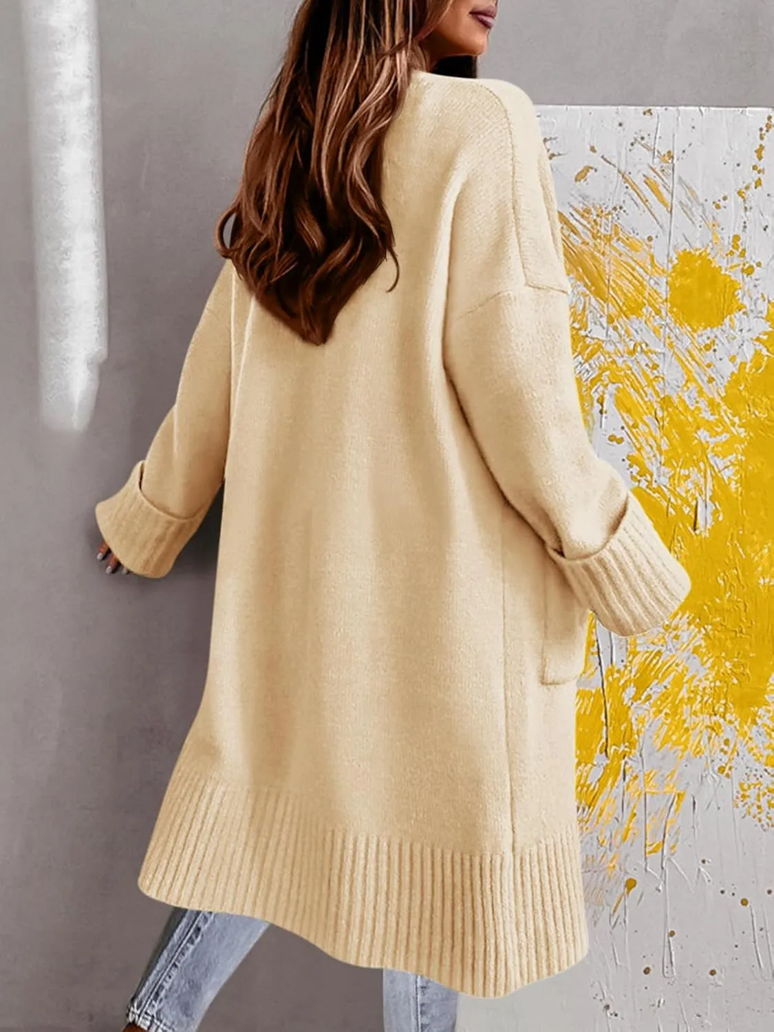 Danedvi Long Cardigan Sweaters for Women 2025 Fall Open Front Knit Oversized Cardigans Duster Coat with Pockets