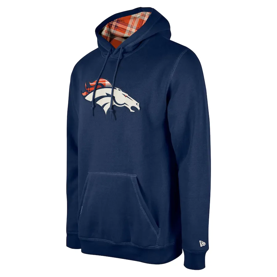 DENVER BRONCOS MEN'S 2024 NFL SIDELINE 3RD DOWN PLAID PULLOVER HOODED SWEATSHIRT