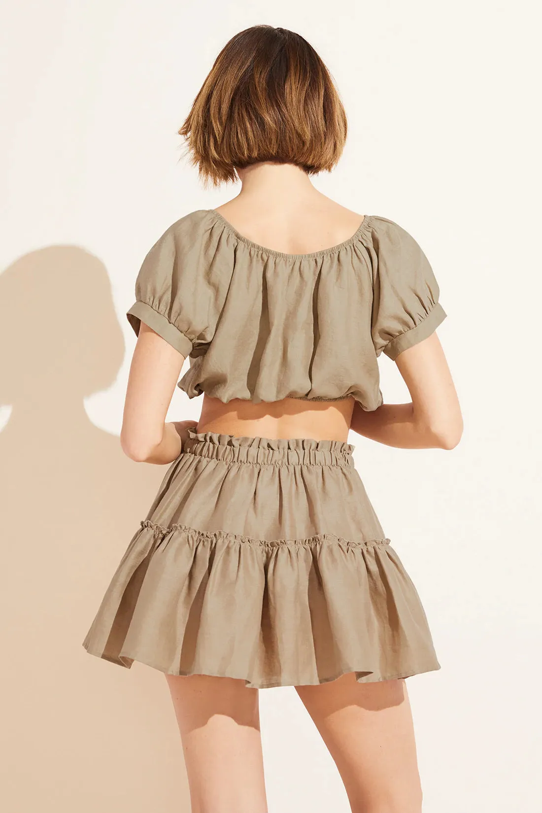 Eberjey Nellie Linen Mini Skirt- Khaki