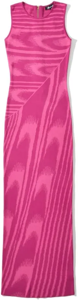 efvandoloe Summer Chic Abstract Knitted Long Dress Women Crew Neck Sleeveless Stretchable Slim Maxi Dresses