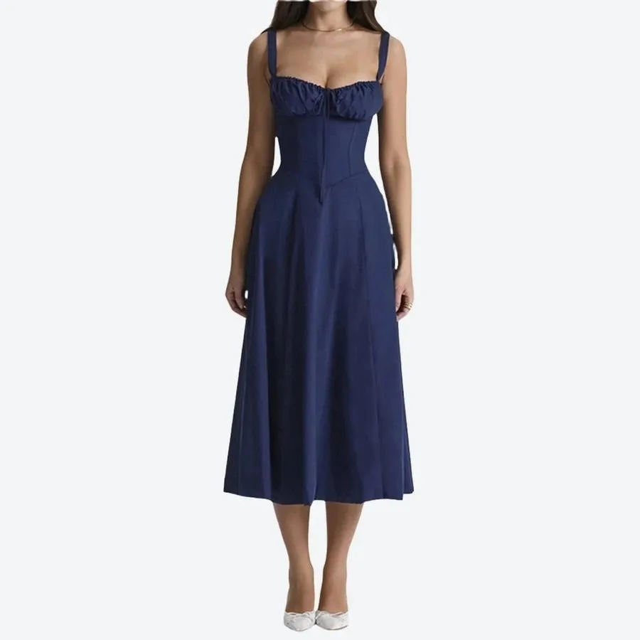 Elegant Ruched Bust Midi Dresses