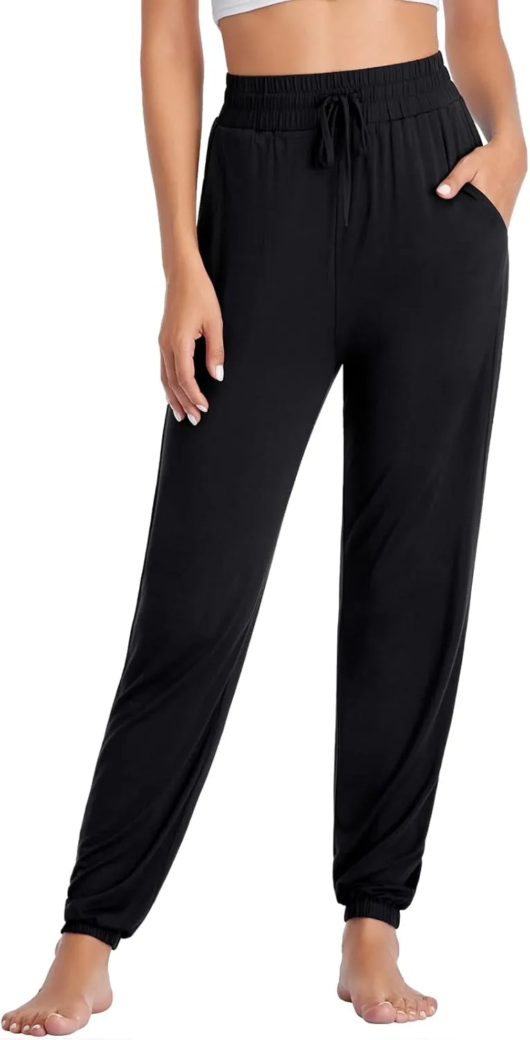 Envlon Women's Yoga Pants with Pockets Comfy Stretch Loose Wide Leg Casual Pants Breathable Running Workout Lounge Pants
