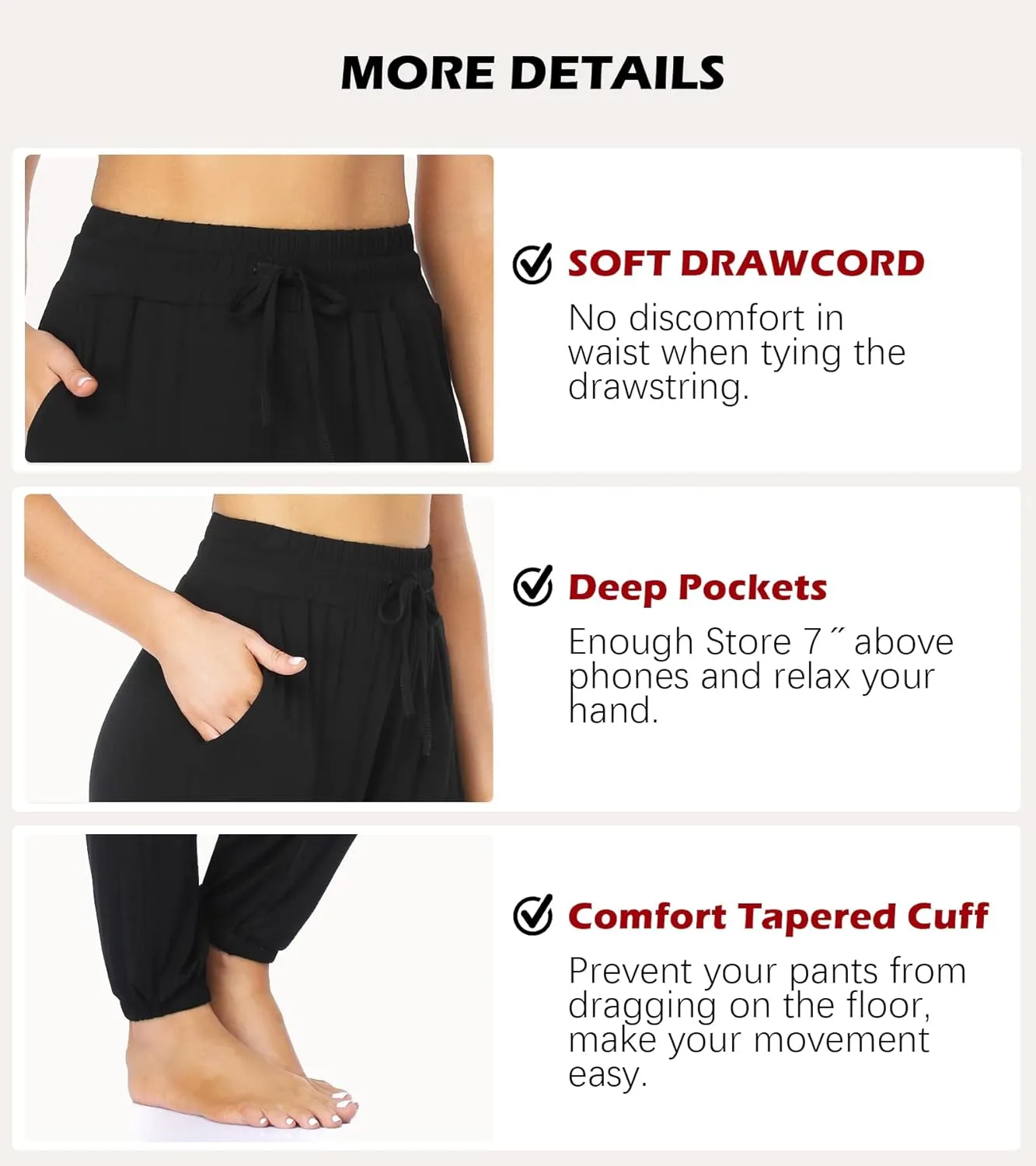 Envlon Women's Yoga Pants with Pockets Comfy Stretch Loose Wide Leg Casual Pants Breathable Running Workout Lounge Pants