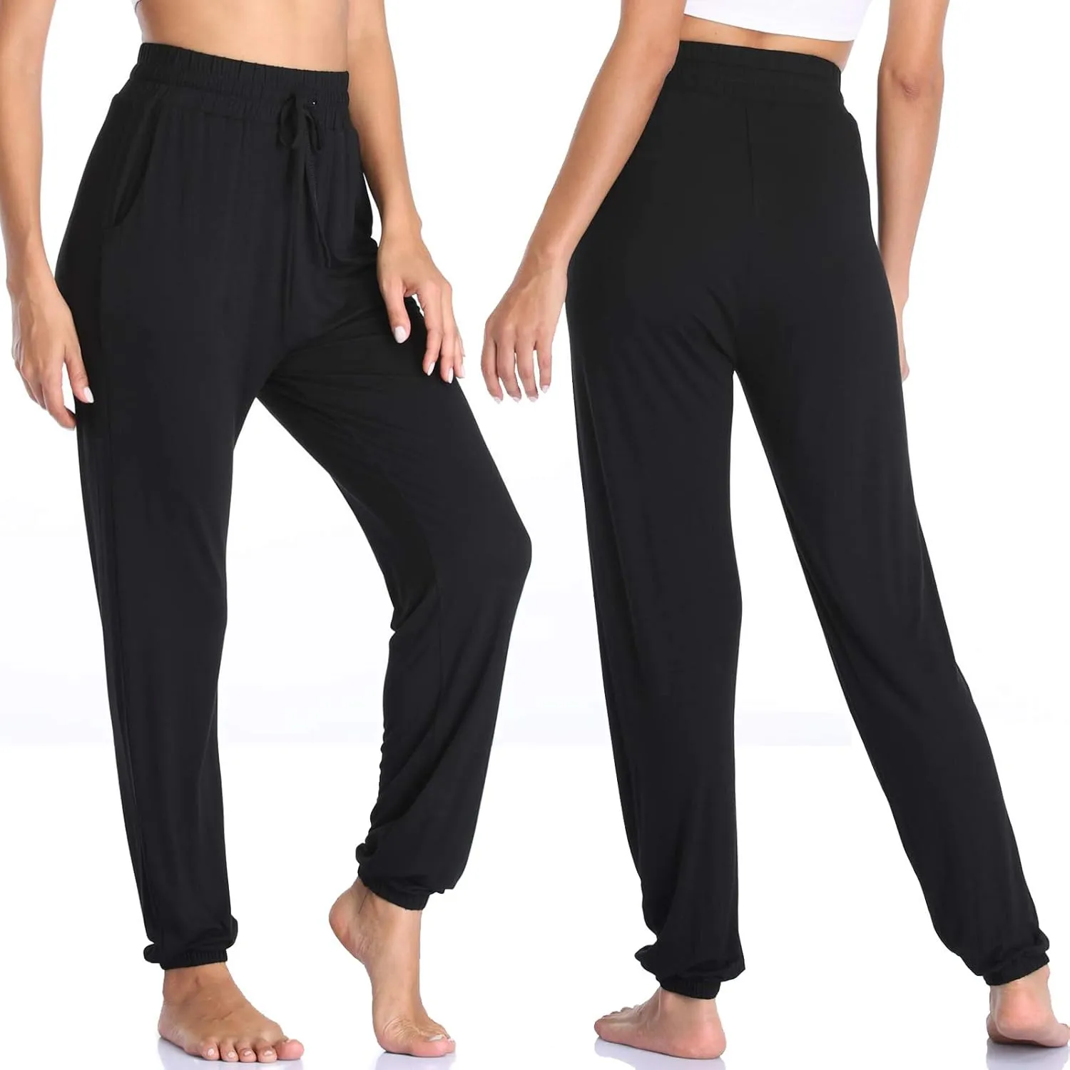Envlon Women's Yoga Pants with Pockets Comfy Stretch Loose Wide Leg Casual Pants Breathable Running Workout Lounge Pants
