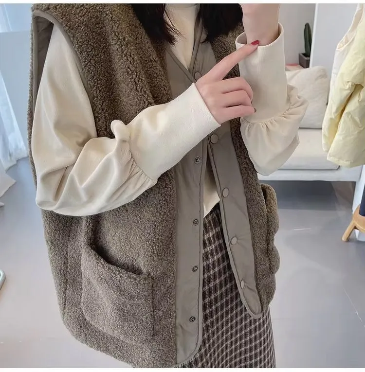 Flytonn-cute winter outfits casual winter outfits christmas outfit party look inspos Sleeveless Two Sided Stylish Vest Outerwear
