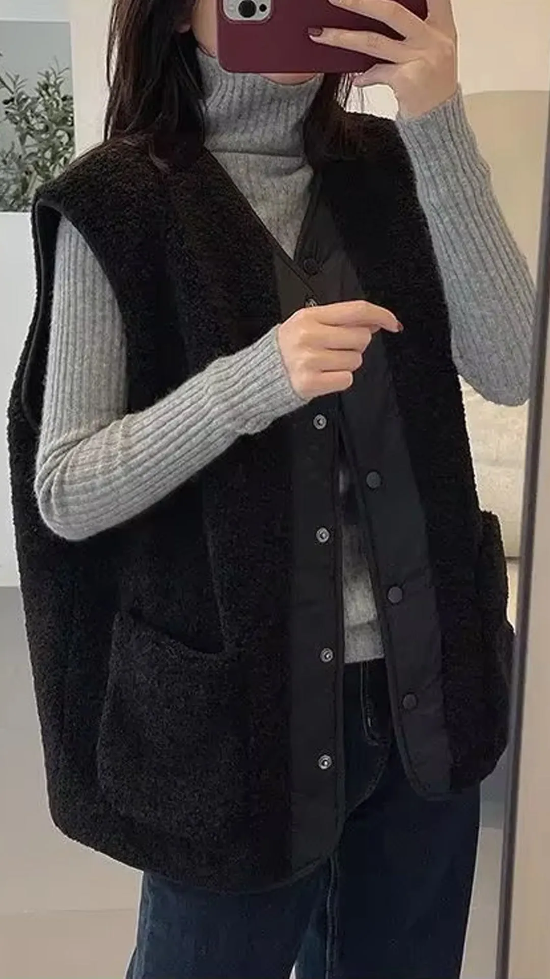 Flytonn-cute winter outfits casual winter outfits christmas outfit party look inspos Sleeveless Two Sided Stylish Vest Outerwear
