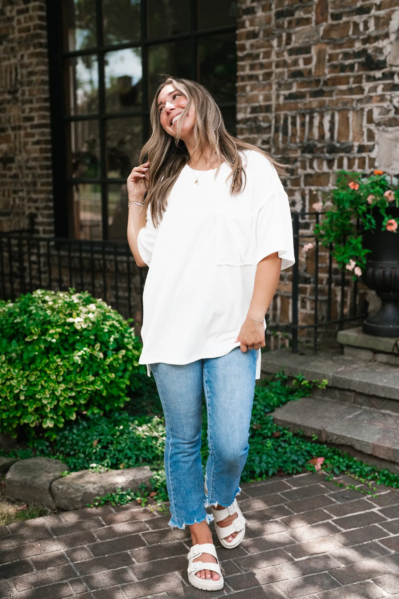 Forever Timeless Relaxed Ribbed Top- White
