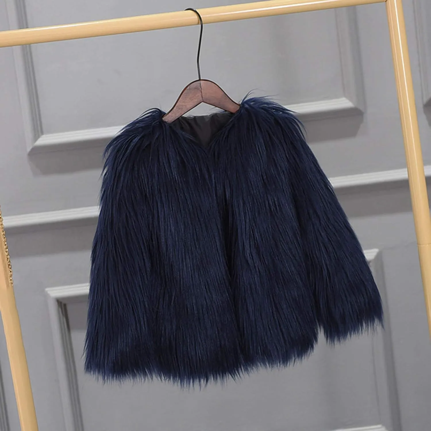 Girls Faux-Fu Jacket Coat Toddler Baby Kids Autumn Winter Thicken Warm Fashion Cool Fuzzy Outwear