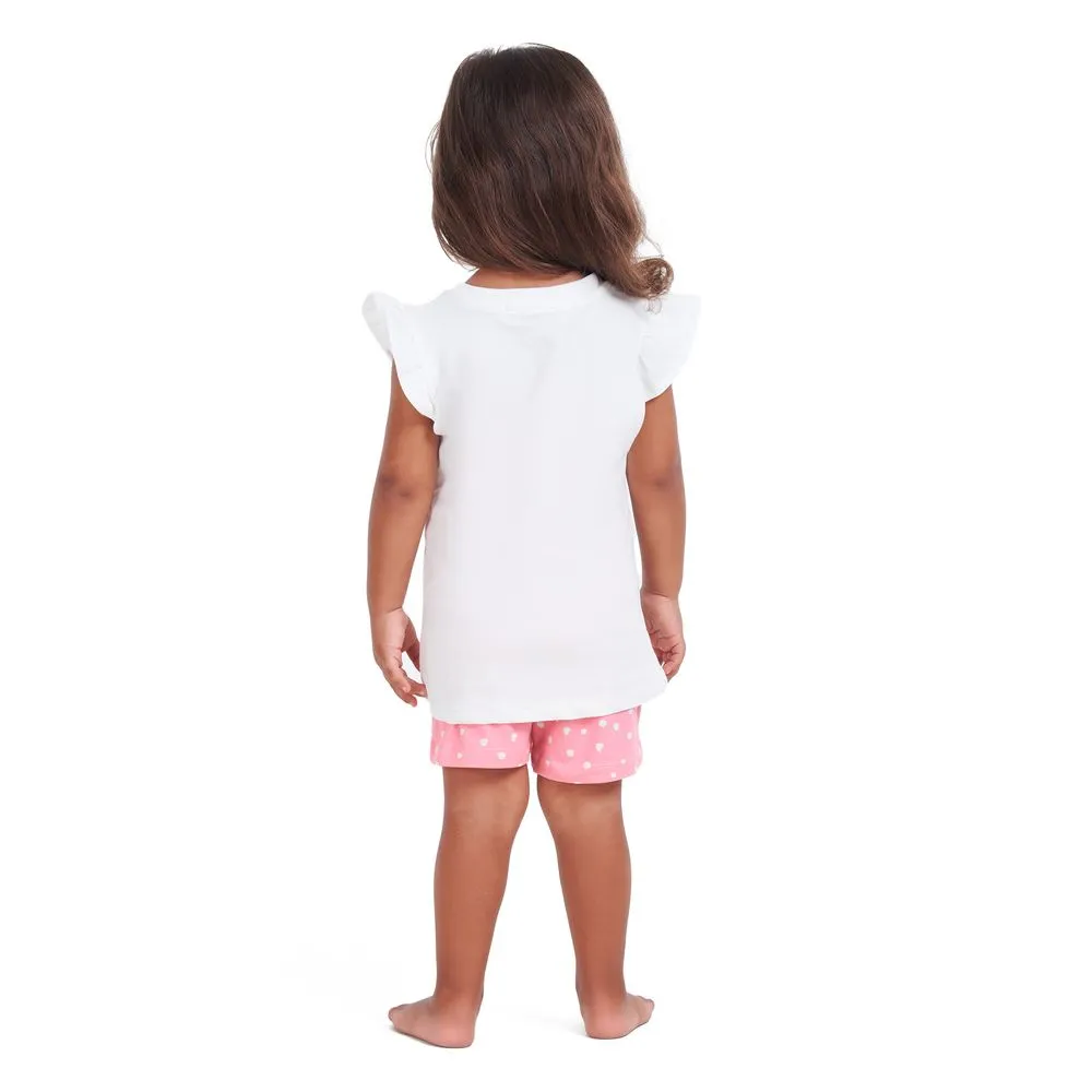 Girls summer pajama set Best friend t-shirt   Pink dotted shorts