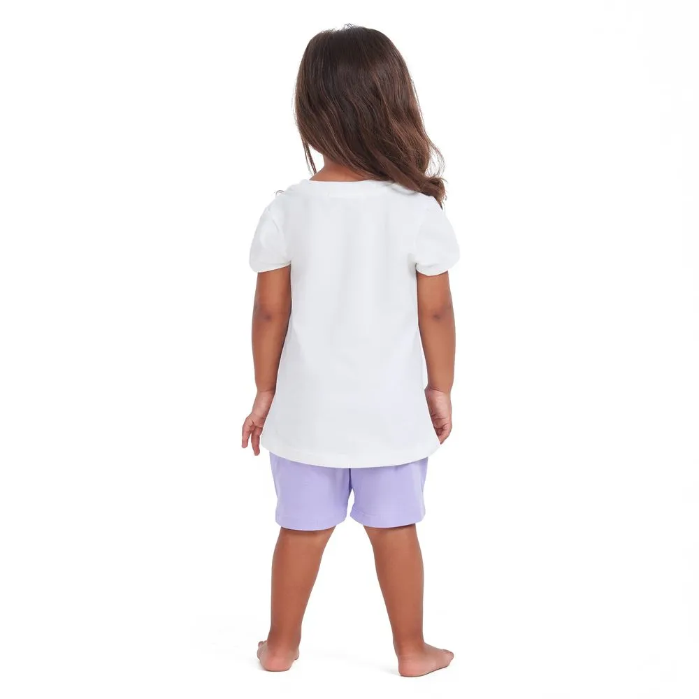 Girls summer pajama set Elephant t-shirt   Purple shorts
