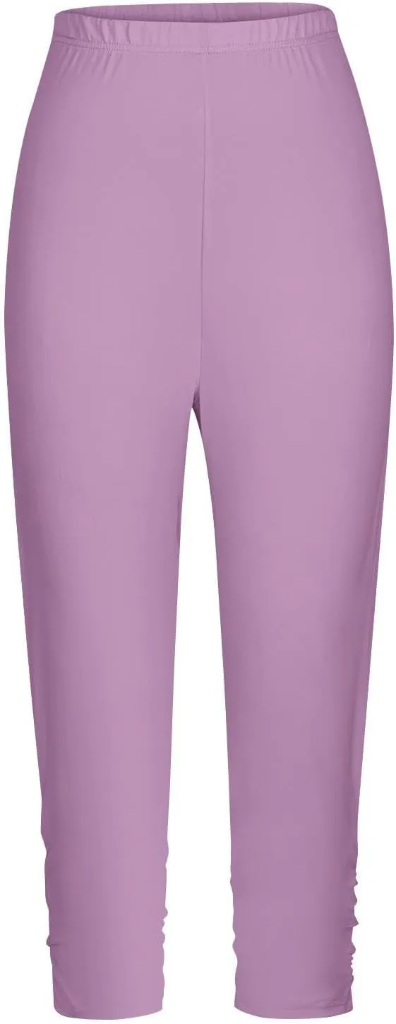 Girl's Tights Girls Cropped Stretchy High Waisted Yoga 3/4 Trousers Solid Color Ruffle Shorts Dance Tights Casual Pants
