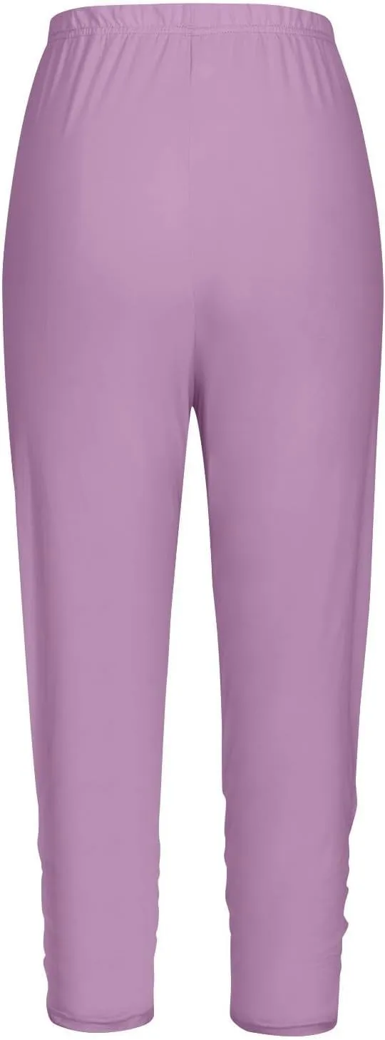Girl's Tights Girls Cropped Stretchy High Waisted Yoga 3/4 Trousers Solid Color Ruffle Shorts Dance Tights Casual Pants