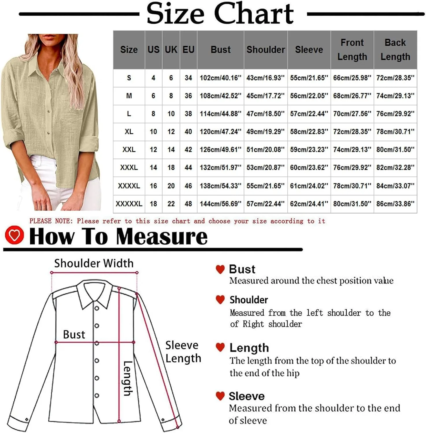 HXHYQKP Summer Tops for Women 2025 Button Down Shirt Cotton Linen Shirt Long Sleeve Solid Color Shirts with Pockets
