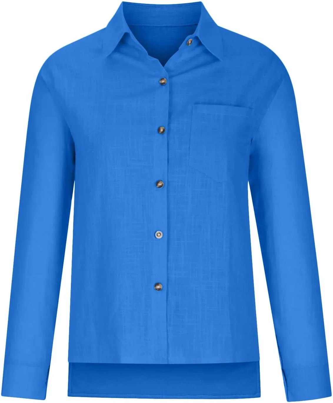 HXHYQKP Summer Tops for Women 2025 Button Down Shirt Cotton Linen Shirt Long Sleeve Solid Color Shirts with Pockets