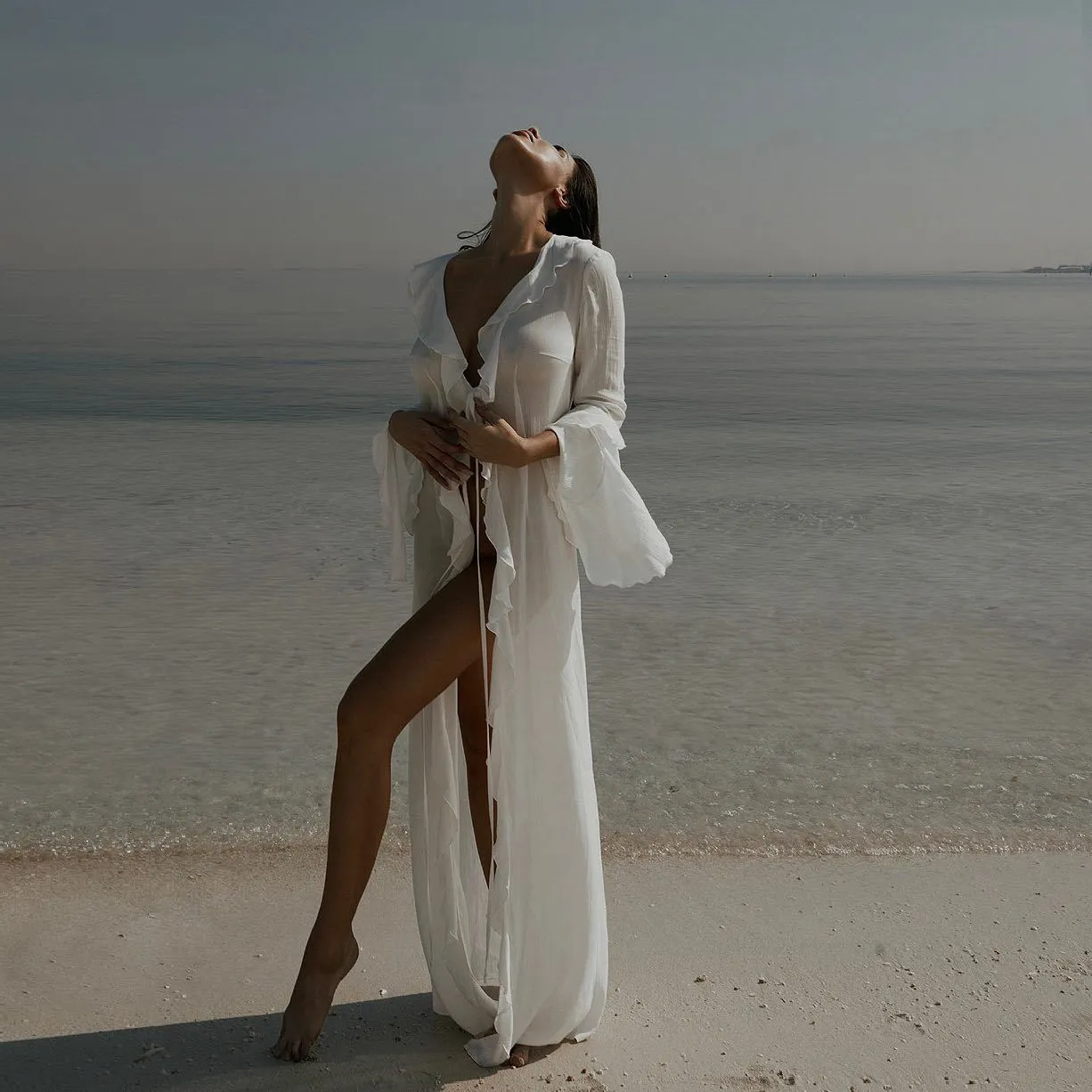 Lace cardigan beach cover-up dress