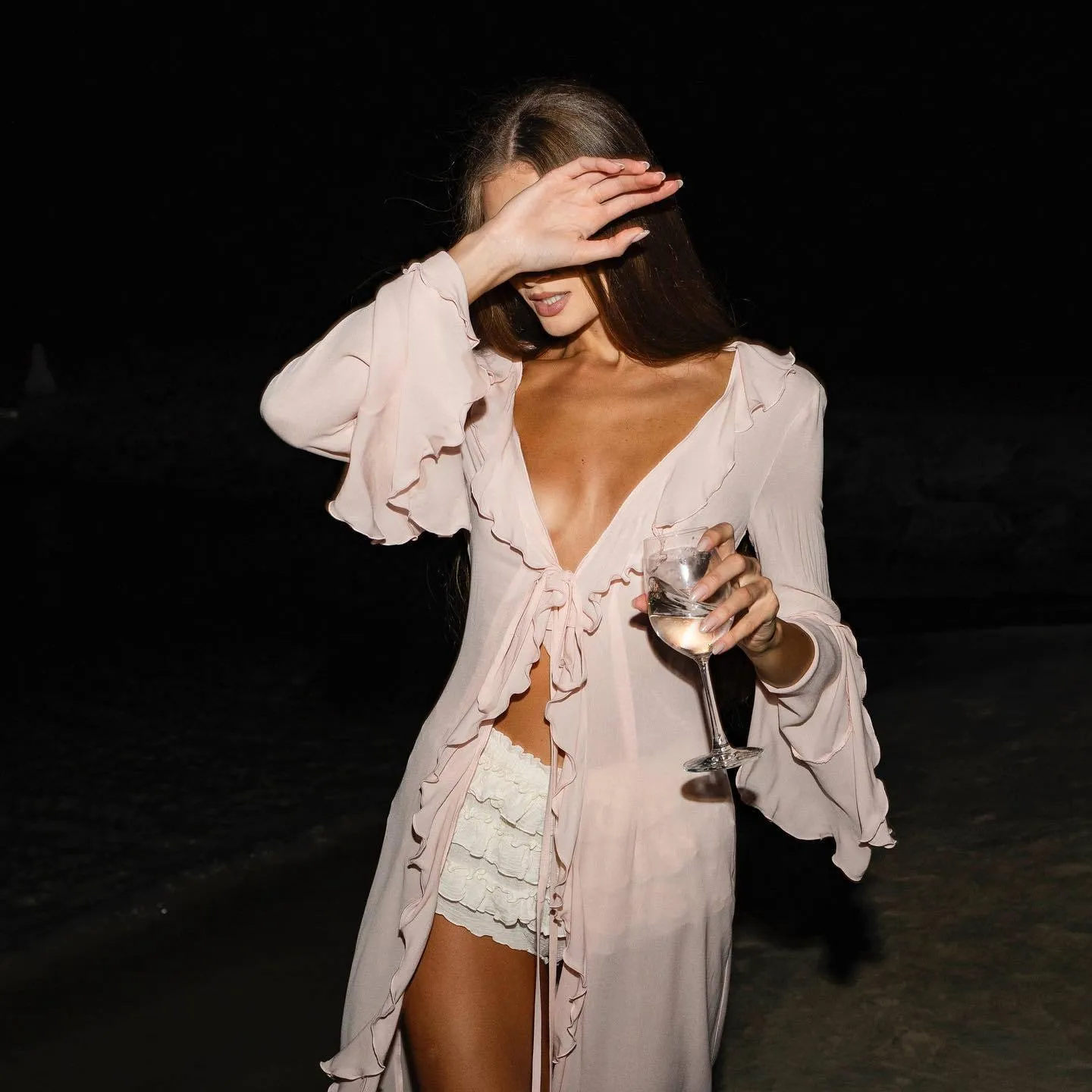 Lace cardigan beach cover-up dress