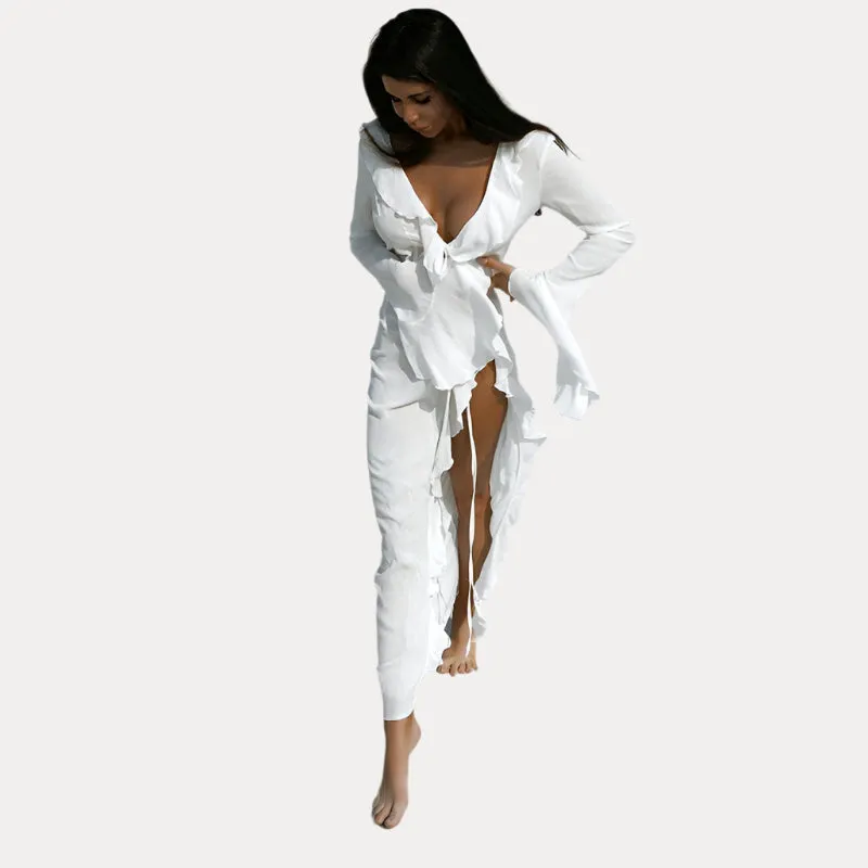 Lace cardigan beach cover-up dress