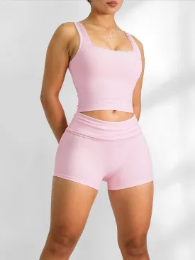 Lace Pilates Sports Top (Bubblegum Pink)