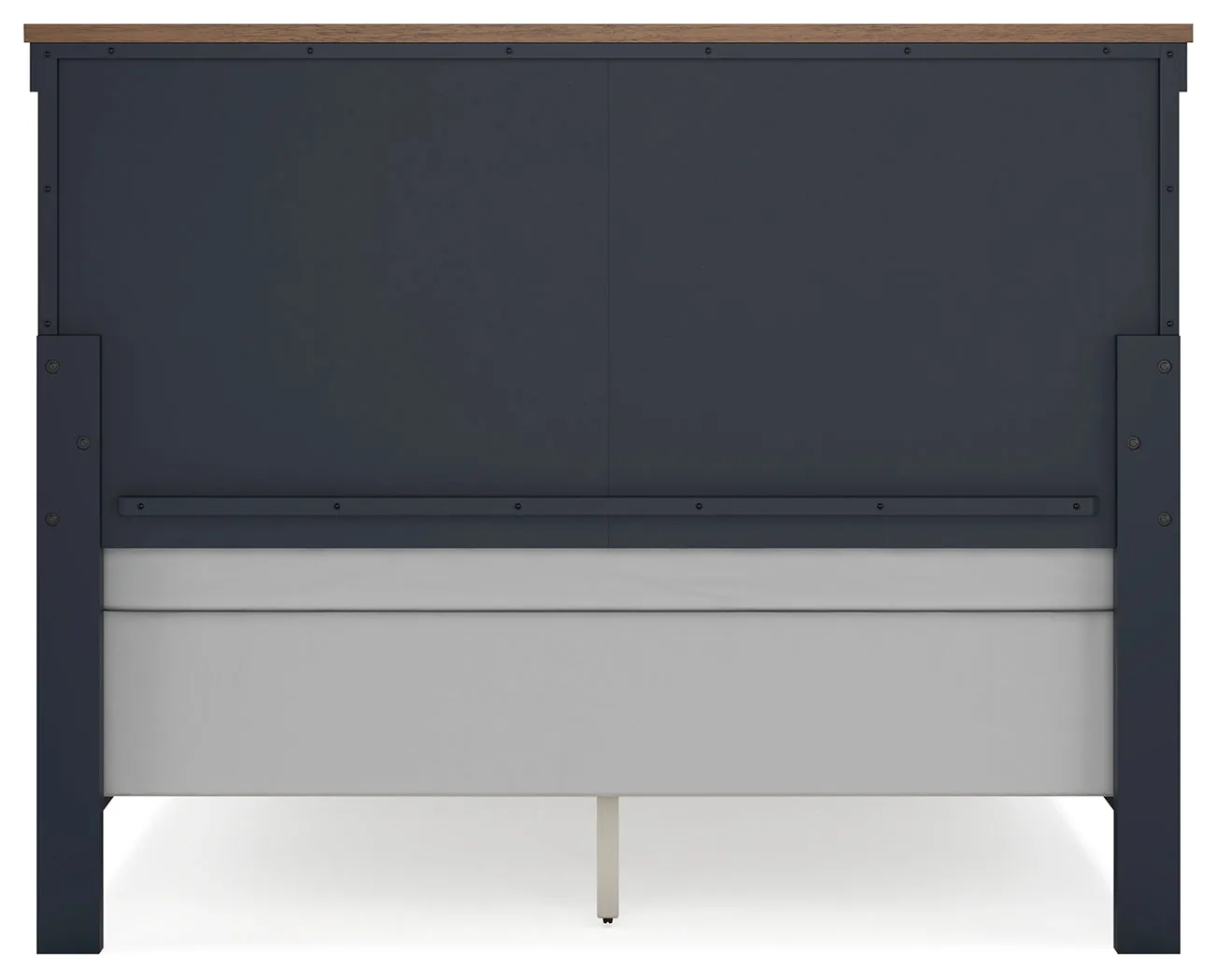 Landocken Queen Panel Bed with Mirrored Dresser and Nightstand in Brown/Blue