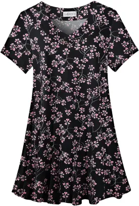 LARACE Plus Size Tops for Womens T Shirts Button Down Summer Clothes Short Sleeve Tunics Casual V Neck Blouses