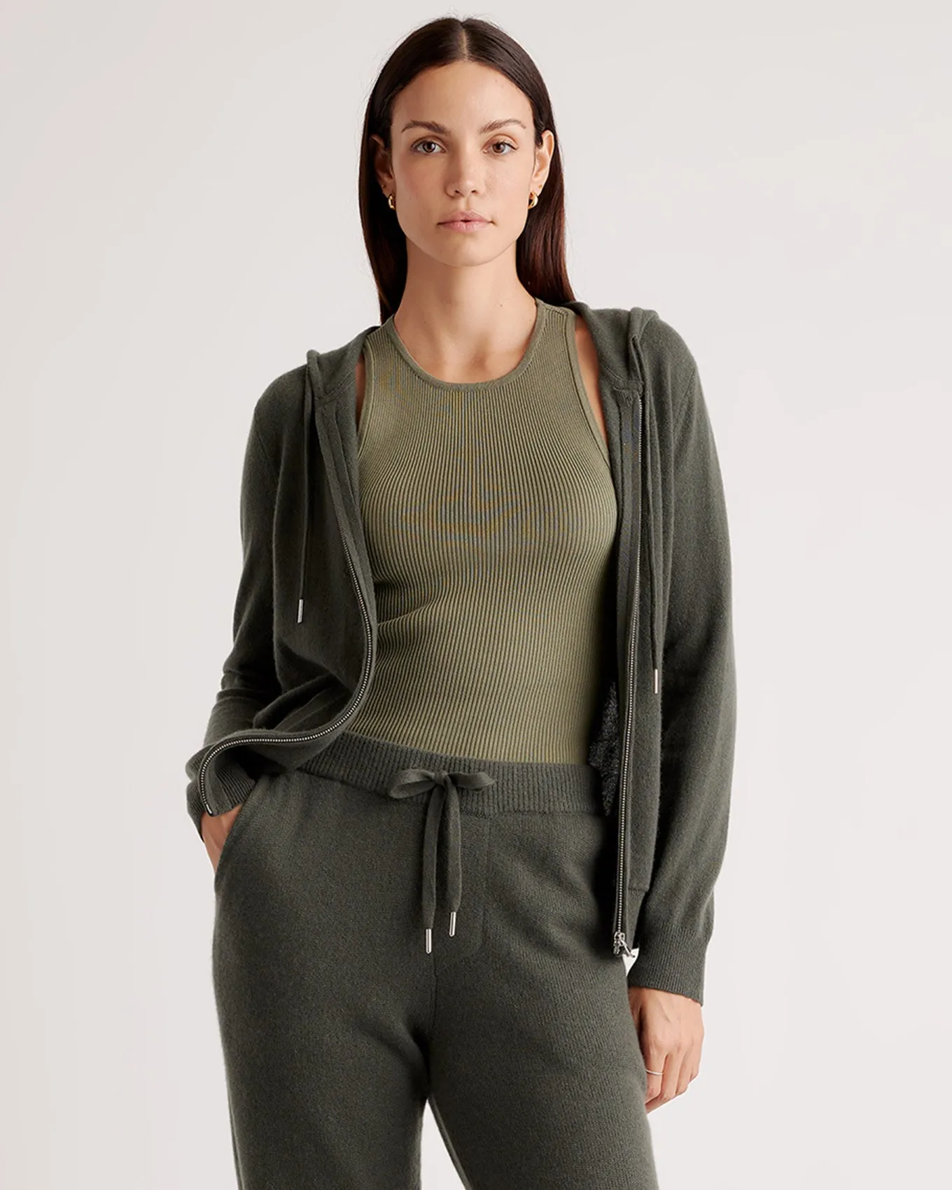 Lightweight Mongolian Cashmere Full-Zip Hoodie