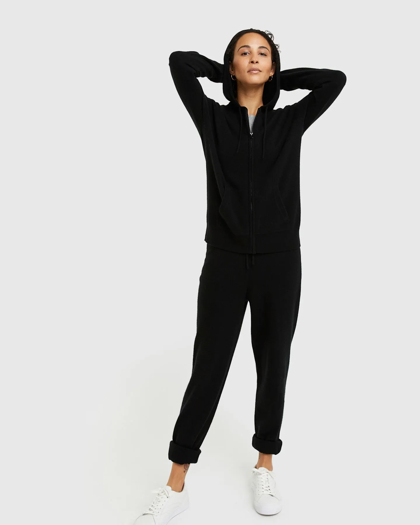 Lightweight Mongolian Cashmere Full-Zip Hoodie