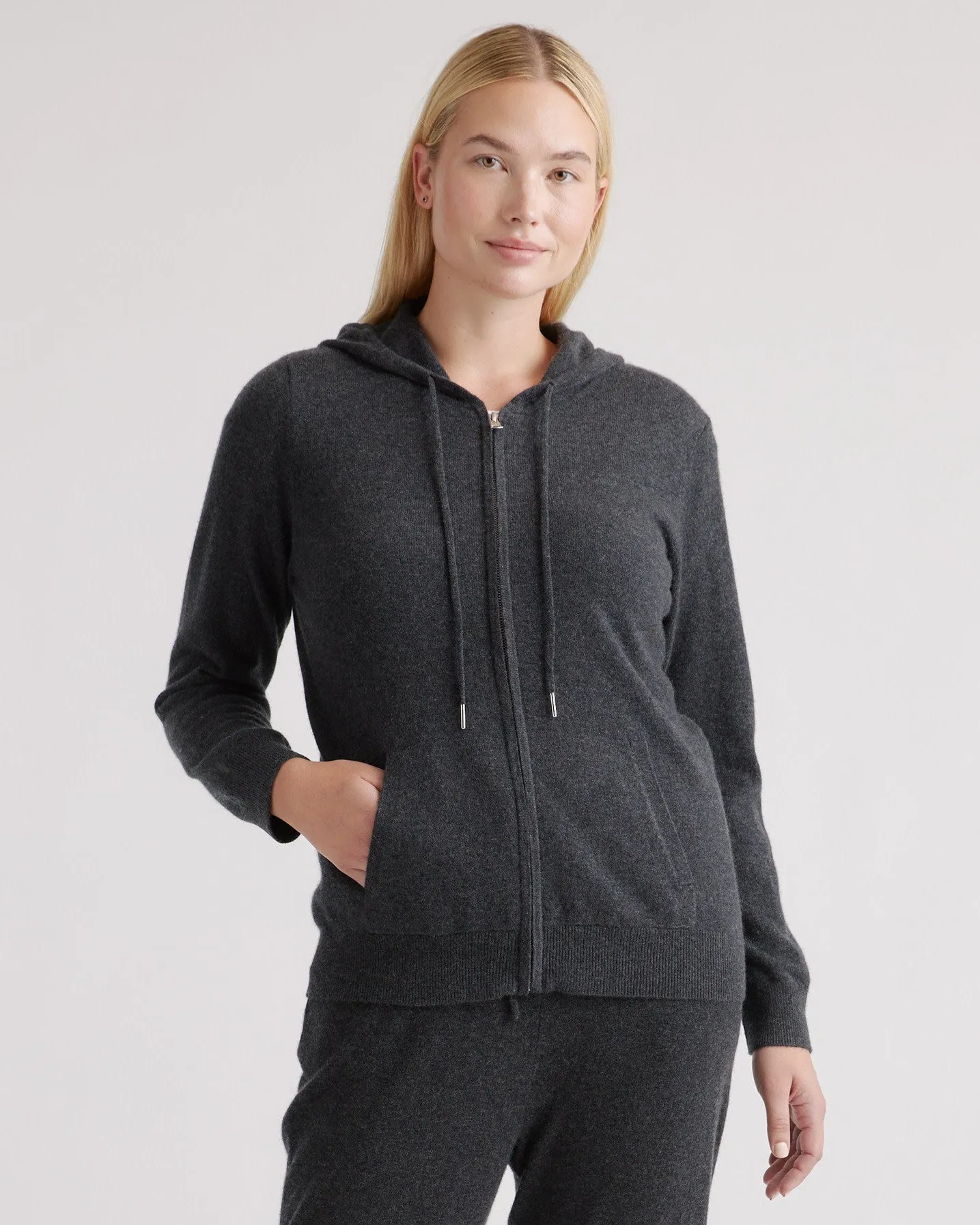 Lightweight Mongolian Cashmere Full-Zip Hoodie