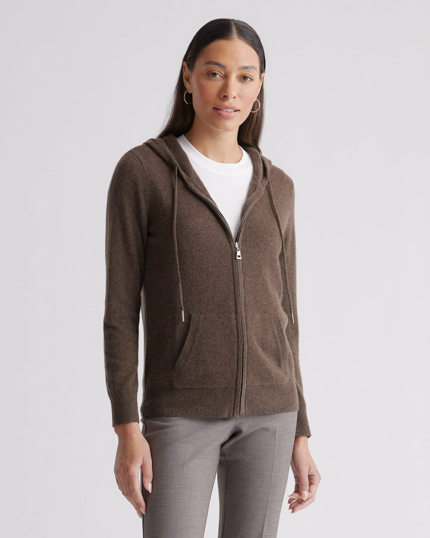 Lightweight Mongolian Cashmere Full-Zip Hoodie