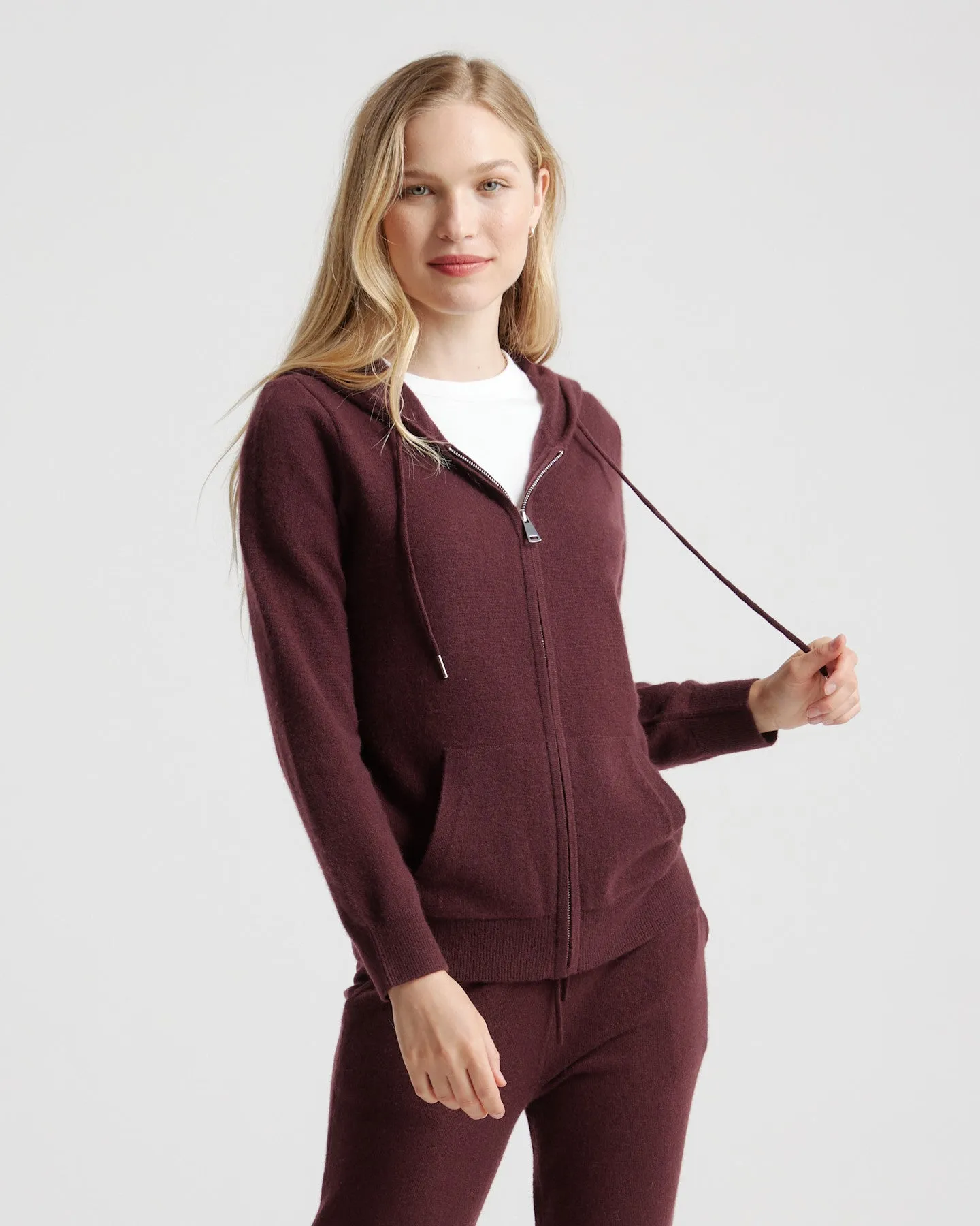Lightweight Mongolian Cashmere Full-Zip Hoodie