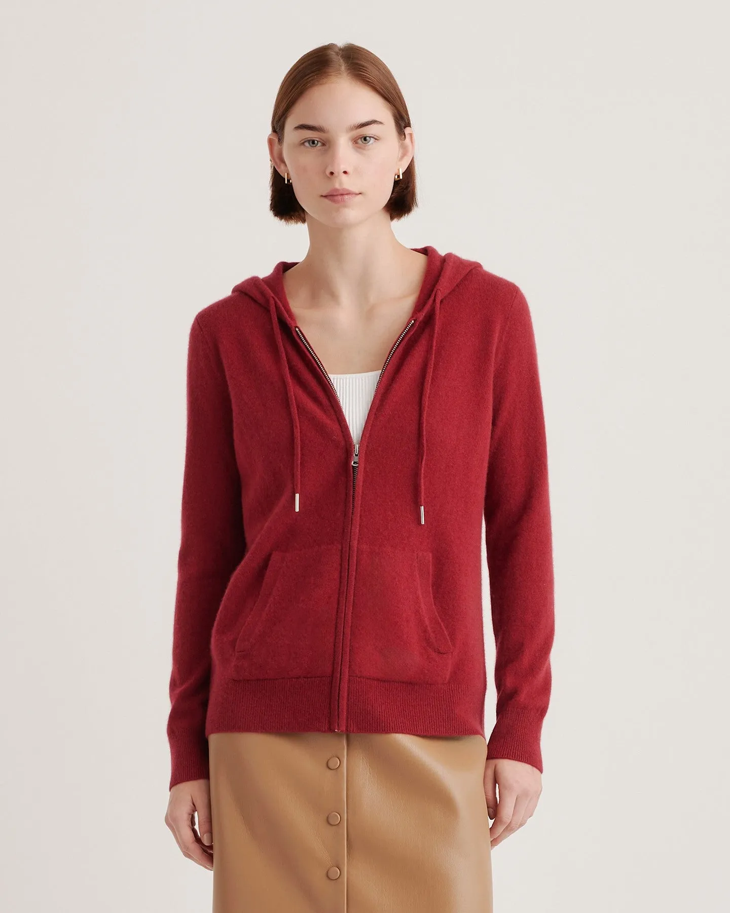 Lightweight Mongolian Cashmere Full-Zip Hoodie
