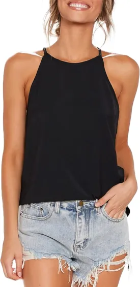 LouKeith Womens Tank Top Racerback Halter Tops Sleeveless Shirts Spaghetti Strap Camisole Casual Summer Basic Blouses