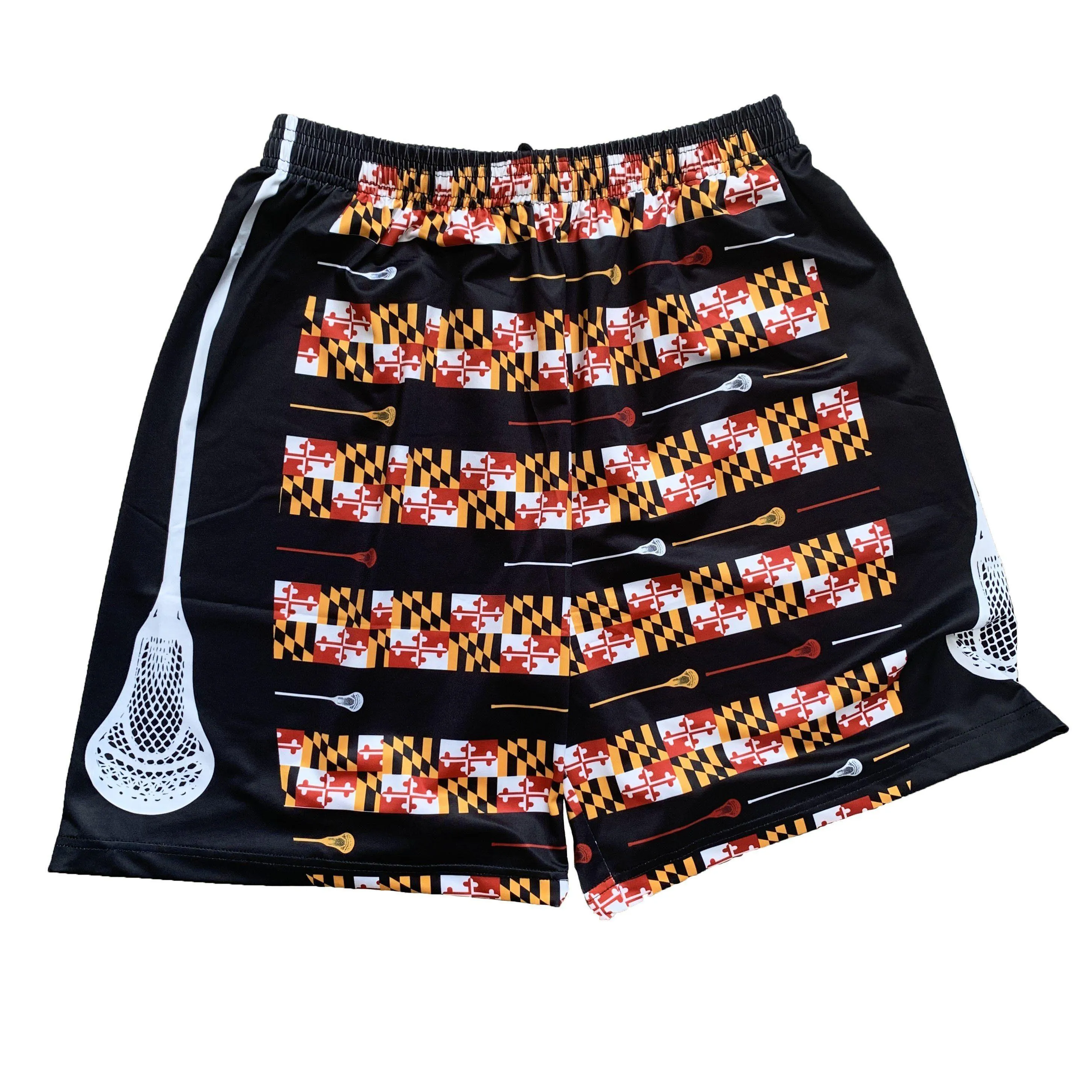 Maryland Flag and Lacrosse Stick Stripe (Black) / Athletic Shorts (Men)