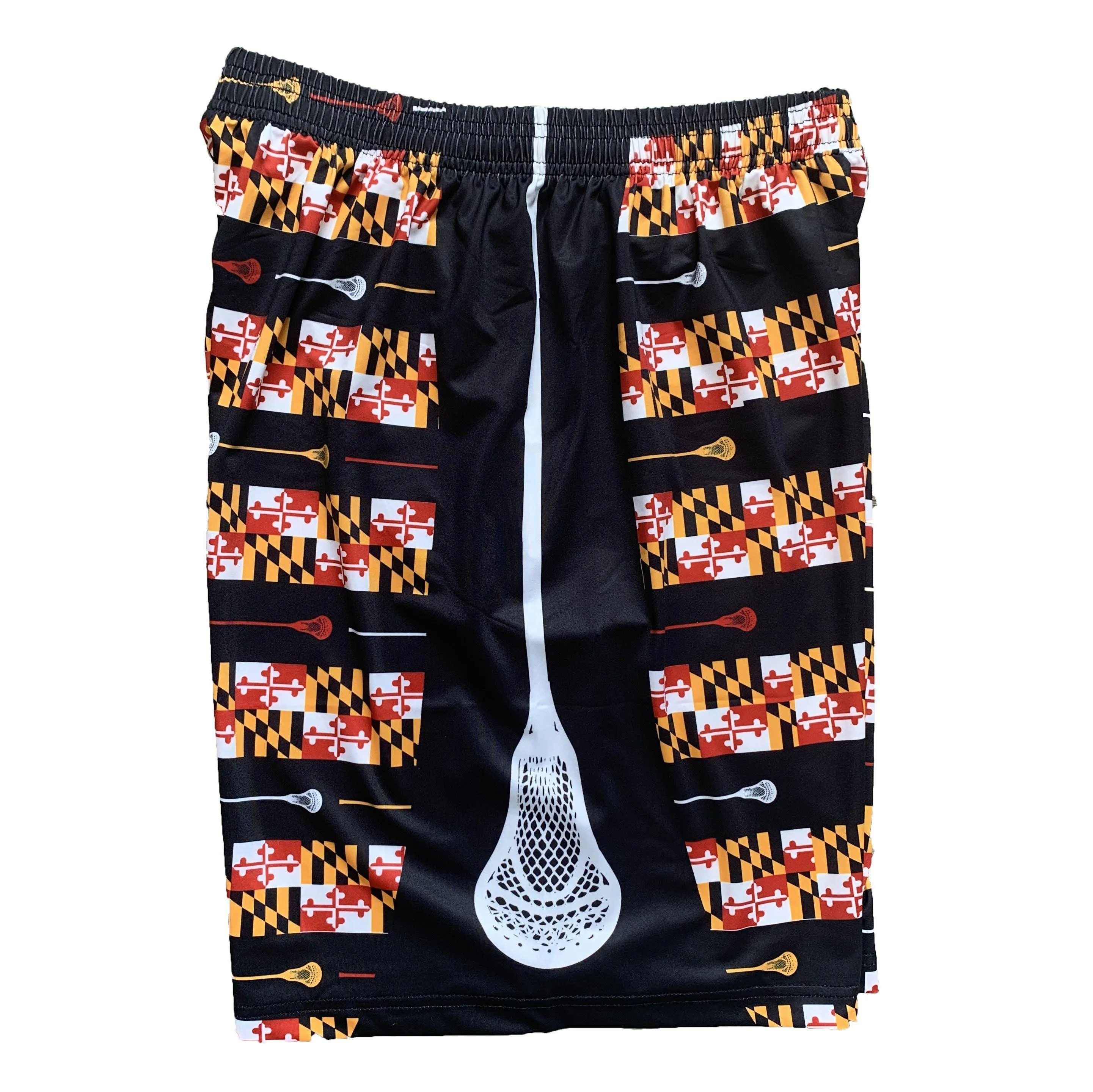 Maryland Flag and Lacrosse Stick Stripe (Black) / Athletic Shorts (Men)
